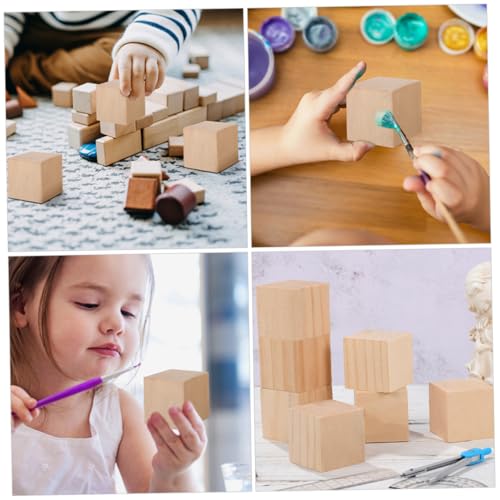 LIOOBO 30 Stück Teiliges Würfel Bauklötze aus Unbehandeltem Holz Glatte Oberfläche Pädagogisches Holzspielzeug Kreativität Feinmotorik und Hand Augen Koordination bei Kindern von LIOOBO