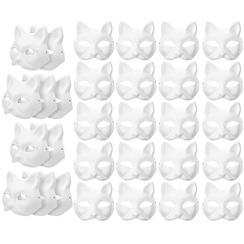 LIOOBO 30Stücke DIY Katzenmaske Leere Papiermasken zum Bemalen für Karneval Halloween und Feste Gummiband Leicht und Angenehm für Kreative Bastelprojekte LIOOBO 30Stücke DIY Katzenmaske Leere Papiermasken zum Bemalen für Karneval Halloween und Feste Gummiband Leicht und Angenehm für Kreative Bastelprojekte von LIOOBO