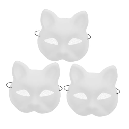 LIOOBO 3Stücke Katzenmaske mit Atmungsaktivem Mesh Leere Bemalbare Cosplay Maske für Partys Maskenbälle und Karneval Einzigartige Matte Textur für Kreative Gestaltung von LIOOBO