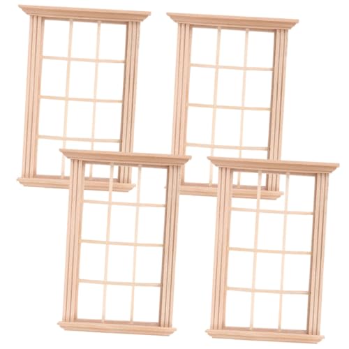 LIOOBO 4 Stück Teiliges Miniatur Holzfenster für Puppenhaus Blank Window Modelle zur Dekoration von DIY Puppenstuben für Kreatives Spiel und Hand Augen Koordination LIOOBO 4 Stück Teiliges Miniatur Holzfenster für Puppenhaus Blank Window Modelle zur Dekoration von DIY Puppenstuben für Kreatives Spiel und Hand Augen Koordination von LIOOBO
