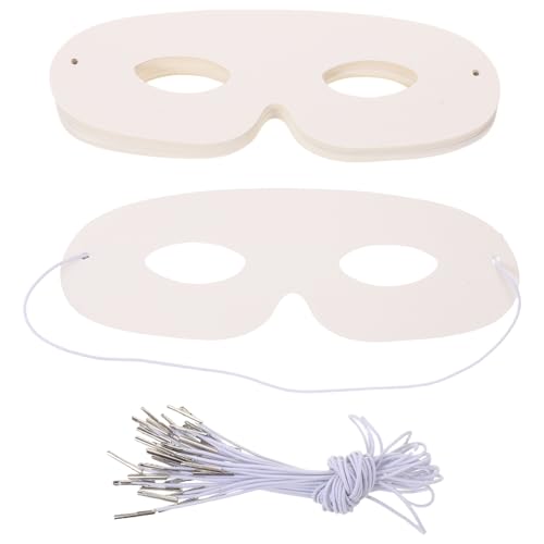 LIOOBO 40 Stück Weiße Papiermasken mit Elastischem Band Bemalbare Bastel gesichtsmasken aus Stabilem Karton für Kreative Kunstprojekte für Partys Feste und Schulaktivitäten von LIOOBO