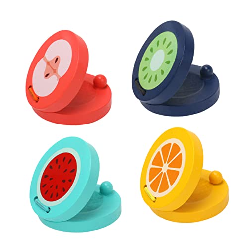 LIOOBO 4Stücke Castanet Musikinstrumente für Pädagogisches Musikspielzeug Rhythmus und für Kleinkinder Orangen Wassermelonen Äpfel Kiwis von LIOOBO