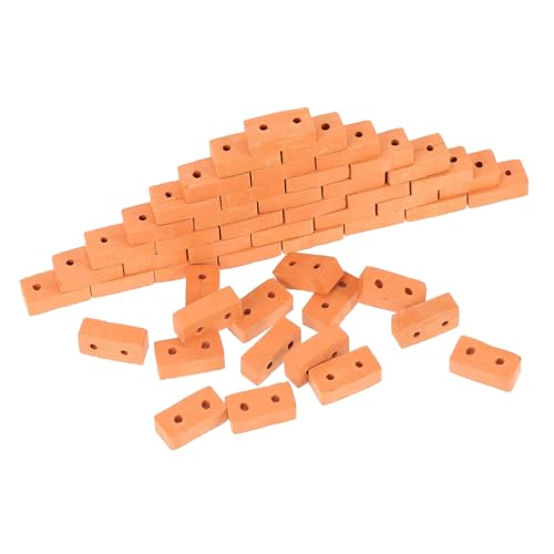 LIOOBO 50 Stück Miniatur Ziegelsteine Rot mit Löchern Simulation Mini Brick DIY Bausteine für Sandtisch Modellbau Puppenhaus Garten Dekoration Langlebiges Baumaterial für Kreative von LIOOBO