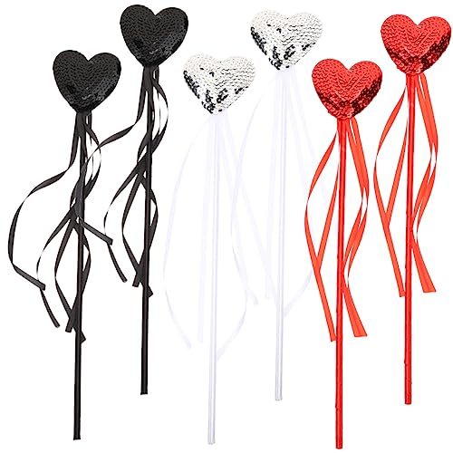 LIOOBO 6 Stück Teiliges Glitzer Herz Zauberstäbe für Dekorative Fee Sticks Schwarz Rot und Silber für Verkleidung Partys und Aufführungen LIOOBO 6 Stück Teiliges Glitzer Herz Zauberstäbe für Dekorative Fee Sticks Schwarz Rot und Silber für Verkleidung Partys und Aufführungen von LIOOBO