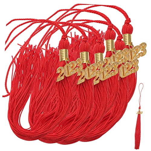 LIOOBO 6 Stück Teiliges Graduation Tassels Rot Langlebige Polyester und Metallquasten für Doktorhut Abschlusskappen Dekorative Abschlussfeier Accessoires und Erinnerungsstücke von LIOOBO