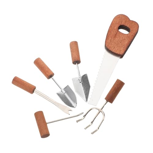 LIOOBO 6 Stück Teiliges Puppenhaus Farm Tools Set mit Rechen und Säge für Garten Szenen Deko und Lernspielzeug von LIOOBO