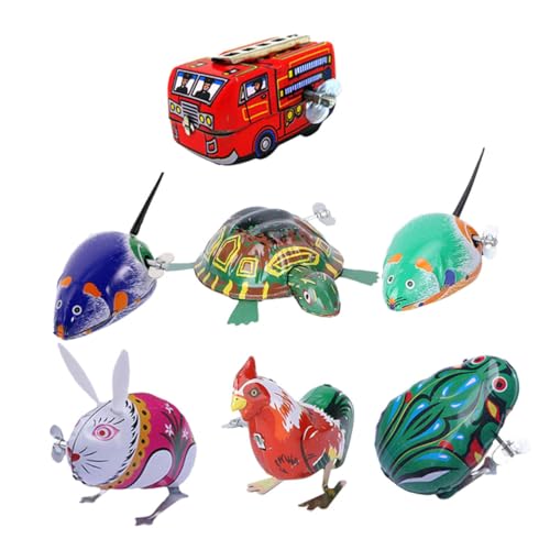 LIOOBO 7 Stück Teiliges Nostalgische Aufziehspielzeuge aus Kreative Cartoon Figuren für Fördert Feinmotorik und Hand Auge Koordination Robustes Material Sammeln von LIOOBO