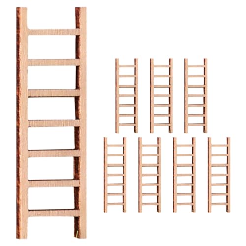 LIOOBO 8 Stück Beige Holzleiter Modelle für Kreative DIY Projekte für Puppenhäuser Feengärten und Miniaturlandschaften von LIOOBO