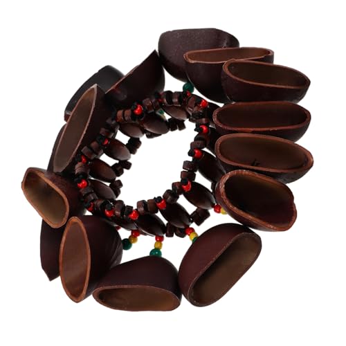 LIOOBO Afrikanisches Nussschalen Armband mit Rasselfunktion Handgefertigt Stilvolles Tribal Wristband Vielseitiges Percussion Instrument für Afrikanische Trommelbegleitung und Kulturelle von LIOOBO