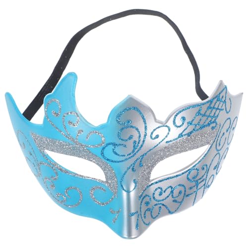 LIOOBO Halbgesichts maske Silber blau mit Goldglitzer Leichte Cosplay Karnevalsmaskerade Vielseitige Halloween partyverkleidung für Männer und Frauen Verstellbar und Komfortabel von LIOOBO