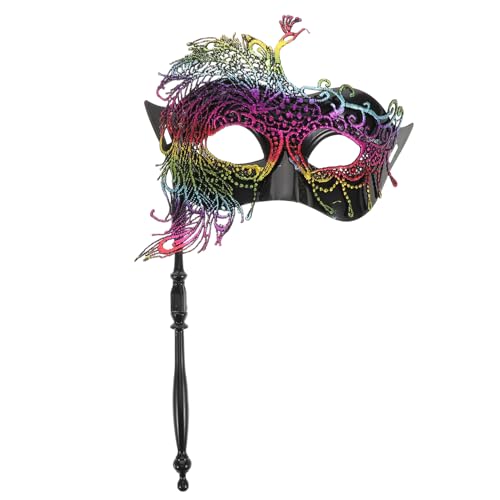 LIOOBO Handgehaltene Venezianische Maskenmaske Für Damen Mit Spitze: Ideal Für Karnevalskostümpartys Und Halloween – Leicht Und Einfach Zu Tragen von LIOOBO