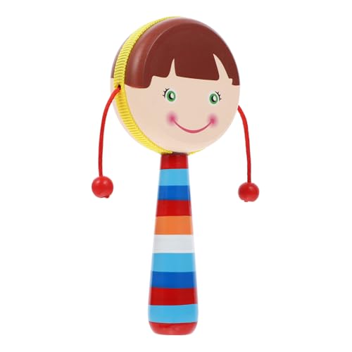 LIOOBO Handkurbel Holzrassel Babyspielzeug Ab Monate Liebevolle Babyklang Trommel für Kleinkinder Sicherer Holzgriff mit Glatter Oberfläche Fördert Hand Auge koordination und Sensorische von LIOOBO