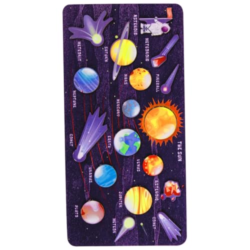 LIOOBO Holzpuzzle Sonnensystem für Planeten Puzzle Lernspielzeug aus Holz Montessori Solar System Puzzle Fördert Kreativität Hand Auge koordination Sicher und Langlebig Vorschulspielzeug von LIOOBO