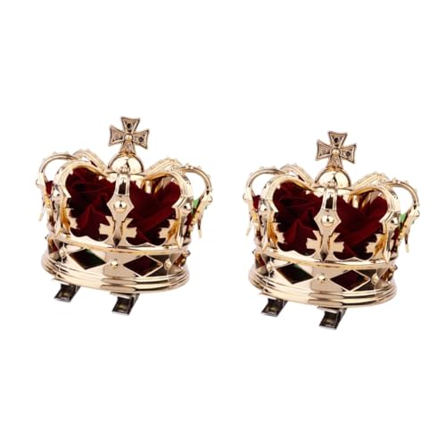 LIOOBO Königin Krone Haarspange & Mini König Krone Haarnadel Set – Elegantes Kostümzubehör Für Prinzessinnen Und Könige - Perfekt Für Partys - Halloween Und Abschlussbälle in Rot von LIOOBO