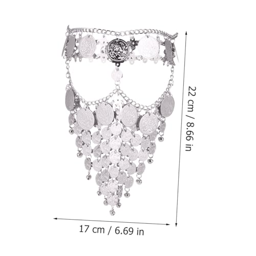 LIOOBO Metal Chain Belly Veil Gesichtskettenschleier Silberfarbene Party Maske Bauchtanz Zubehör für Frauen Halloween Karneval Cosplay Festliche Verkleidung von LIOOBO