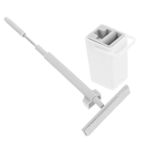 LIOOBO Mini Bodenwischer mit Eimer Langlebiger Schwamm Vielseitig Einsetzbar für Rollenspiele und Puppenhaus Dekoration Weiß von LIOOBO