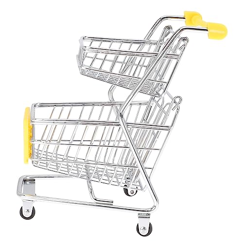 LIOOBO Mini Einkaufswagen für Stabiler Handcart aus Hochwertigem Material für Rollenspiele und Szenariosimulation als Dekoratives Aufbewahrung Dem Schreibtisch von LIOOBO