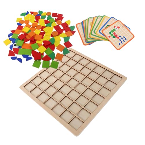 LIOOBO Montessori Holzspielzeug Teiliges Musterblock mit Geometrischen Formen Pädagogisches Tangram Lernspielzeug für Kindergarten Fördert Kreativität Logisches und Feinmotorik von LIOOBO