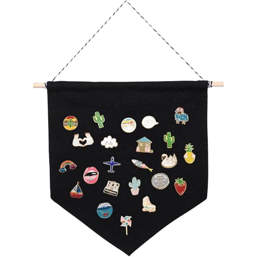 LIOOBO Ordic Style Wimpel Banner Wandbehang Brosche Display Anhänger Abzeichen Flagge Plain Blank Canvas Wall Banner Badge Storage (Schwarz S) von LIOOBO