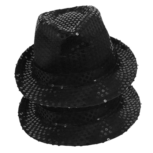 LIOOBO Pailletten Jazz Hut Unisex Glänzende Kostüm Kopfbedeckung Zauberer Party Zubehör für Erwachsene Schwarz von LIOOBO