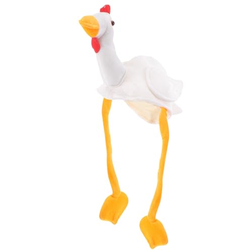 LIOOBO Plüsch Tiermütze Weißer Kuscheliger Hühnchen Hut Cartoon Animal Hat Lustige Kopfbedeckung für Party Foto Requisite Cosplay von LIOOBO