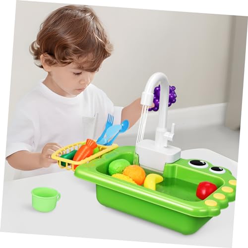 LIOOBO Spielküche Wasserfunktion Spielspüle für Drehbarem Wasserhahn und Großem Becken Abtropfkörbchen und Vielseitigem Zubehör Fördert Praktische Fähigkeiten und Kreatives Rollenspiel von LIOOBO