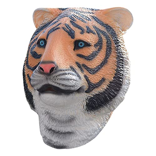 LIOOBO Tierkopfmaske Tiger Einzigartiges Kostüm Accessoire für Halloween und Maskenball Atemberaubendes Design aus Hochwertigem Atmungsaktivem Material für Kreative Verkleidungen und von LIOOBO