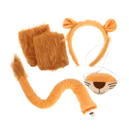 LIOOBO Tierkostüm Erwachsene mit Kopfband und Handschuhe Flauschiges Cosplay Zubehör für Karneval Mottoparty Halloween und Festliche Anlässe von LIOOBO