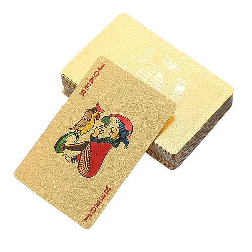 LIOOBO wasserdichte Spielkarten Goldfarbene PVC Poker Karten Langlebig für Party Camping Strand Freizeit Spiel Kartenspiel von LIOOBO
