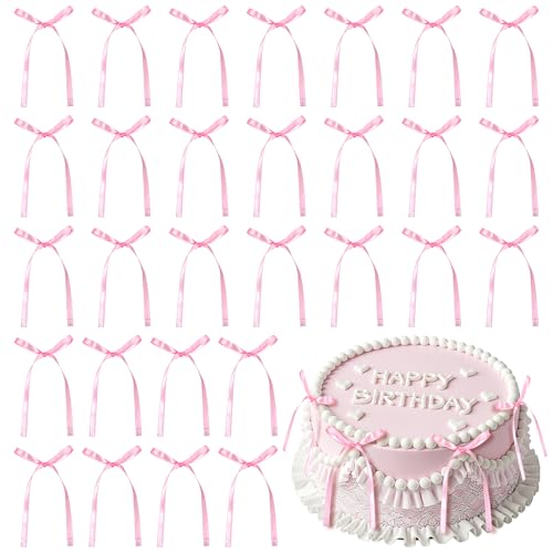 LIQWEI 30 rosa Schleifen für Kuchen, Kuchenschleifen zum Dekorieren, rosa Schleife, Cupcake-Topper, Schleife für süße Kuchen, Babyparty, Kuchendekoration für Ballon-Wanddekoration, Geburtstag LIQWEI 30 rosa Schleifen für Kuchen, Kuchenschleifen zum Dekorieren, rosa Schleife, Cupcake-Topper, Schleife für süße Kuchen, Babyparty, Kuchendekoration für Ballon-Wanddekoration, Geburtstag von LIQWEI