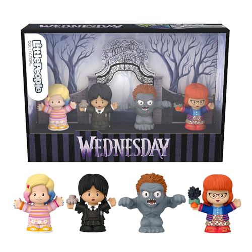 Little People Collector Wednesday Sonderedition Figurenset mit 4 Charakteren in Einer Präsentationsbox für Erwachsene und Fans, HWX46, [Mehrfarbig] von Little People COLLECTOR