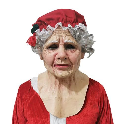 LIUASMUE Großvater Maske Kostüm Kopfbedeckung Weihnachten Halloween Party Dress Up Supplies Kinder Frauen Männer Vollgesichtslatexmaske Latex Kopfbedeckung von LIUASMUE