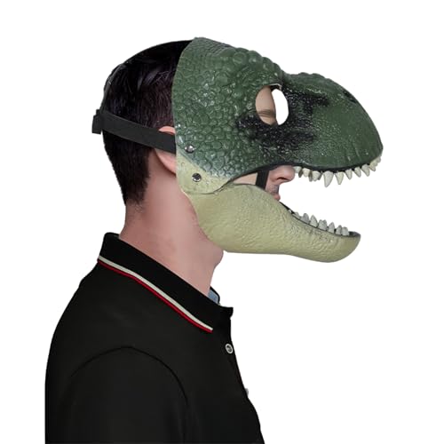LIUASMUE Latex Dress Up Kopfbedeckung Mit Öffnung Beweglicher Kiefer Cosplay Party Requisiten Dinosaurier Maske Moving Jaw Dinosaurier Maske Dekorationen Und Schwarz Dinosaurier Kopfbedeckung von LIUASMUE