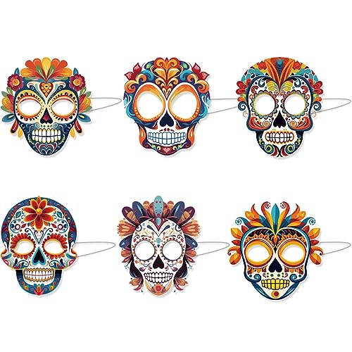 Tag Der Toten Papierschädelmasken Halloween Masken Maskerade Partymasken Für Halloween Cosplays Mexikaner Partykostüme Halloween Papiermasken Halloween Kostüm Requisite Tag Der Toten Masken Skelett von LIUASMUE