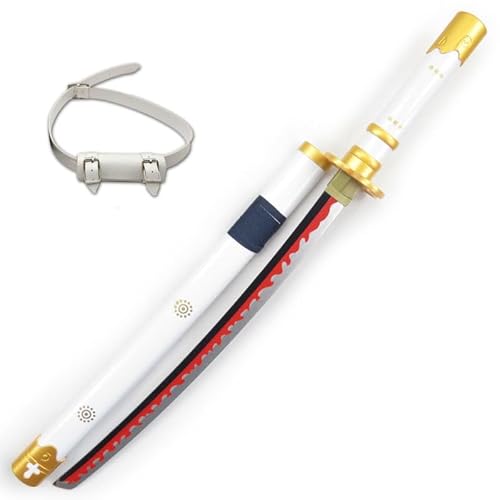 Hölzerne Roronoa Zoro Schwert Overall 31 Zoll japanische Ninja Katana, Anime Cosplay Samurai für Kinder, Jungen Mädchen Geschenk Halloween Sammlung Party (E-Yama Enma White) von LIUD