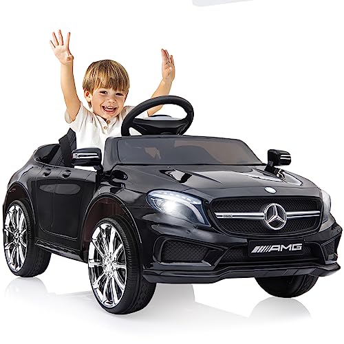 12V Kinder Elektroauto Mercedes Benz AMG,Elektrische Kinderfahrzeuge,Elektrofahrzeug 2-türig mit 2,4G-Fernbedienung,MP3,Musik,LED-Leuchten und 5 Punkt Sicherheitsgurt für Kinder ab 3 Jahre Schwarz von LIUFASHI