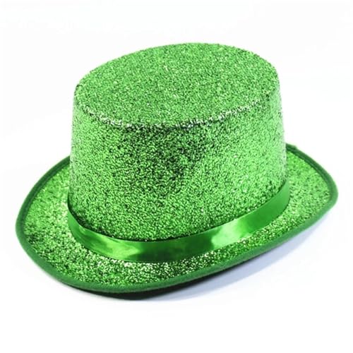 LIUHLFSR Glitzer-Zylinderhut Mit Breiter Krempe, Feiertags-Zylinderhut Kurzer, Zaubererkostüm For Versammlungen Im Freien Für Formelle Anlässe, Hochzeiten(Green) von LIUHLFSR