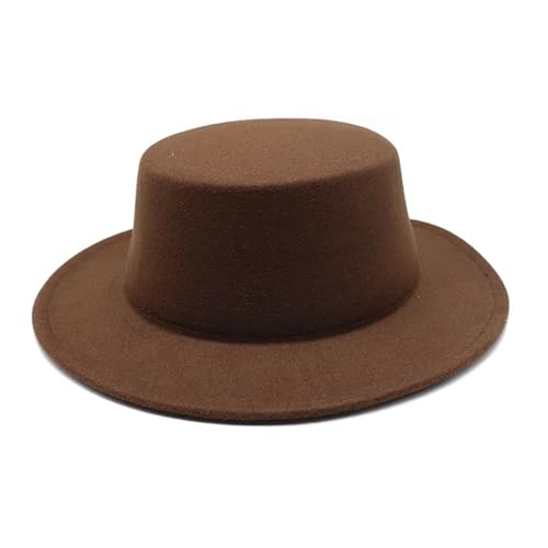 LIUHLFSR Herbst-Winter-Filzhüte for Jungen und Mädchen, flache Oberseite, Jazz-Kappen, formelle Kleiderhüte Für Formelle Anlässe, Hochzeiten(Coffee) von LIUHLFSR