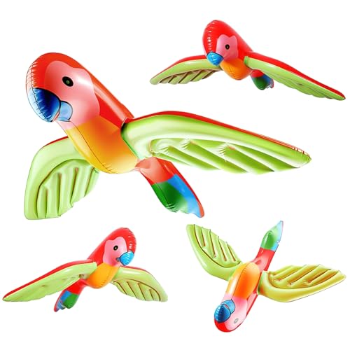 LIULINY 4 Stück Aufblasbarer Papagei, Pool Aufblasbarer Papagei, Wasserdicht Parrot Ballon, Tropische Vögel Deko, für Dekoration, Foto Requisiten, Karneval, Gartendekoration, Mottoparty Party von LIULINY