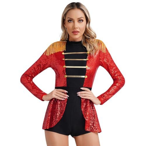 LIUPENGKUUUNWING Damen-Zirkus-Ringmaster-Kostüm, Pailletten, Body, Overall für Löwenbändiger, Cosplay, Party LIUPENGKUUUNWING Damen-Zirkus-Ringmaster-Kostüm, Pailletten, Body, Overall für Löwenbändiger, Cosplay, Party von LIUPENGKUUUNWING