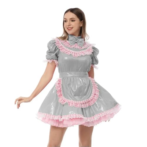 LIUPENGKUUUNWING Lolita Kleid mit Schürze, kurzärmelig, Schleife, weiß, Anime-Cosplay-Uniformen LIUPENGKUUUNWING Lolita Kleid mit Schürze, kurzärmelig, Schleife, weiß, Anime-Cosplay-Uniformen von LIUPENGKUUUNWING