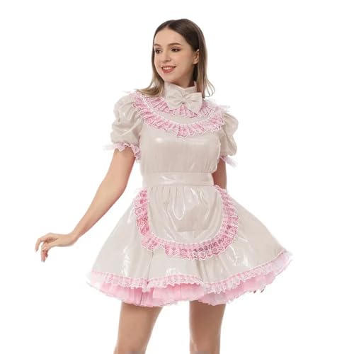 LIUPENGKUUUNWING Lolita Kleid mit Schürze, kurzärmelig, Schleife, weiß, Anime-Cosplay-Uniformen LIUPENGKUUUNWING Lolita Kleid mit Schürze, kurzärmelig, Schleife, weiß, Anime-Cosplay-Uniformen von LIUPENGKUUUNWING