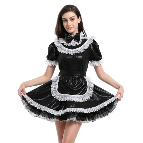LIUPENGKUUUNWING Lolita Kleid mit Schürze, kurzärmelig, Schleife, weiß, Anime-Cosplay-Uniformen LIUPENGKUUUNWING Lolita Kleid mit Schürze, kurzärmelig, Schleife, weiß, Anime-Cosplay-Uniformen von LIUPENGKUUUNWING