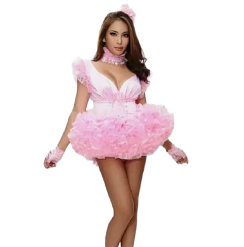 LIUPENGKUUUNWING Sissy Pinkes Satin-Cosplay-Dienstmädchenkleid, personalisierbar, Damenkleid, LIUPENGKUUUNWING Sissy Pinkes Satin-Cosplay-Dienstmädchenkleid, personalisierbar, Damenkleid, von LIUPENGKUUUNWING