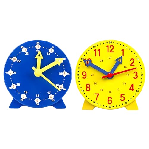LIUQOBN Lernuhren für Kinder, Lernuhr für Kinder, 10 cm Durchmesser, für Kinder ab 4 Jahren, Gelb, Blau, 2 Stück LIUQOBN Lernuhren für Kinder, Lernuhr für Kinder, 10 cm Durchmesser, für Kinder ab 4 Jahren, Gelb, Blau, 2 Stück von LIUQOBN