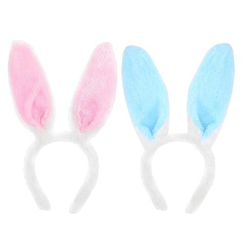 LIURFLNC 2 Stück Hasenohren Haarreif, Hasenohren Kostüm, Osterhasenkostüm, Geeignet für Halloween/Ostern/ältere Menschen/Kinder/Erwachsene（Blau und rosa） von LIURFLNC