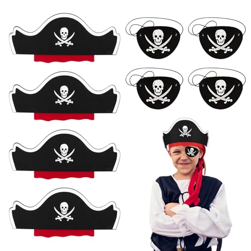 LIURFLNC 8 Stück Augenklappe Pirat, Piratenhut Kinder, Filz Piratenhüte Piraten Augenklappe Kinder Zubehör Set, Augenklappe Pirat Kinde für Geburtstag Halloween Maskerade Piratenparty LIURFLNC 8 Stück Augenklappe Pirat, Piratenhut Kinder, Filz Piratenhüte Piraten Augenklappe Kinder Zubehör Set, Augenklappe Pirat Kinde für Geburtstag Halloween Maskerade Piratenparty von LIURFLNC