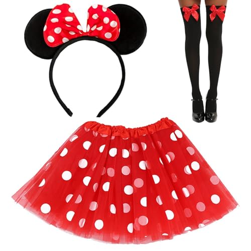 LIURFLNC Minnie Mouse Kostüm Damen, Mickey Mouse Kostüm Set mit Maus Ohren, Mini Maus Kostüm Damen, Mickey Maus Kostüm für Karneval Thema Party Cosplay Party Faschingskostüme LIURFLNC Minnie Mouse Kostüm Damen, Mickey Mouse Kostüm Set mit Maus Ohren, Mini Maus Kostüm Damen, Mickey Maus Kostüm für Karneval Thema Party Cosplay Party Faschingskostüme von LIURFLNC