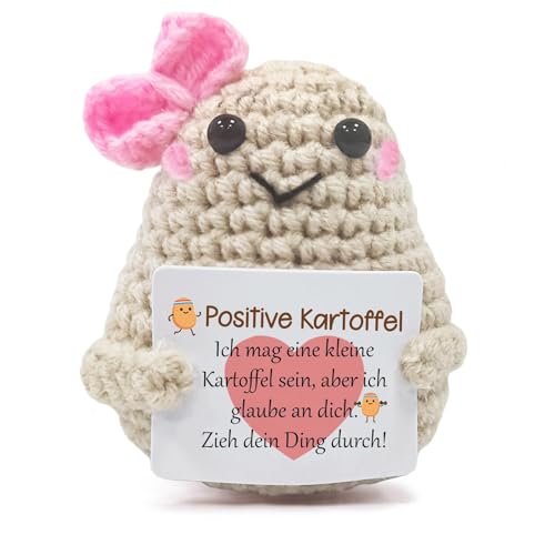 LIURFLNC Positive Kartoffel, Positive Potato Pocket Hug Gifts, Positive Kartoffel Deutsch, for Girlfriend Women Hospital Gift Knitted Wool Potato Doll with Positive Energy Card von LIURFLNC