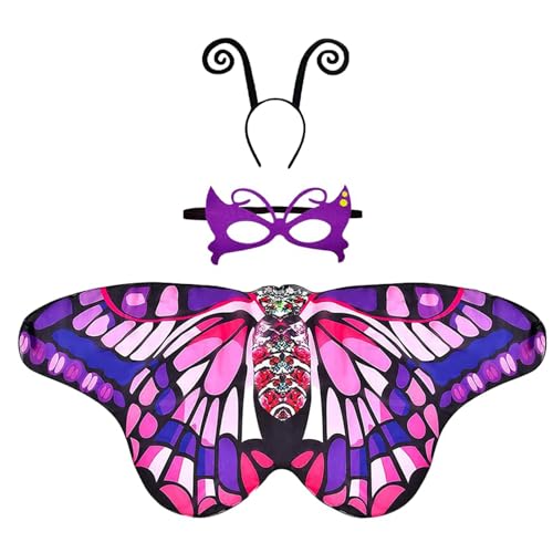 LIURFLNC Schmetterling Kostüm Kinder, chmetterlingsflügel mit Haarreif, Maske Schmetterling, Schmetterling Umhang Kostüm für Mädchen Karneval Fasching Halloween Cosplay LIURFLNC Schmetterling Kostüm Kinder, chmetterlingsflügel mit Haarreif, Maske Schmetterling, Schmetterling Umhang Kostüm für Mädchen Karneval Fasching Halloween Cosplay von LIURFLNC